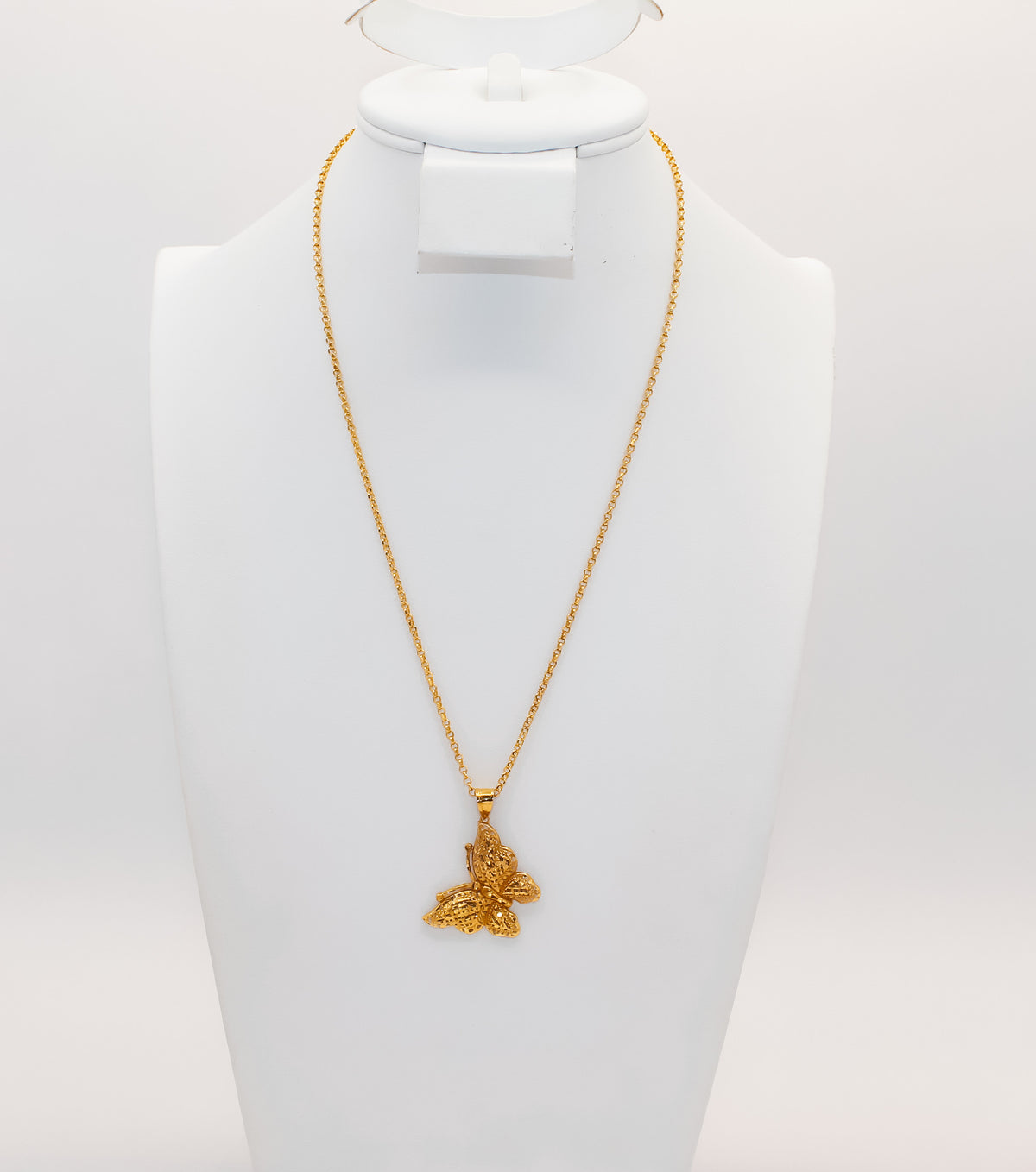 21K Gold Butterfly Necklace, view 2