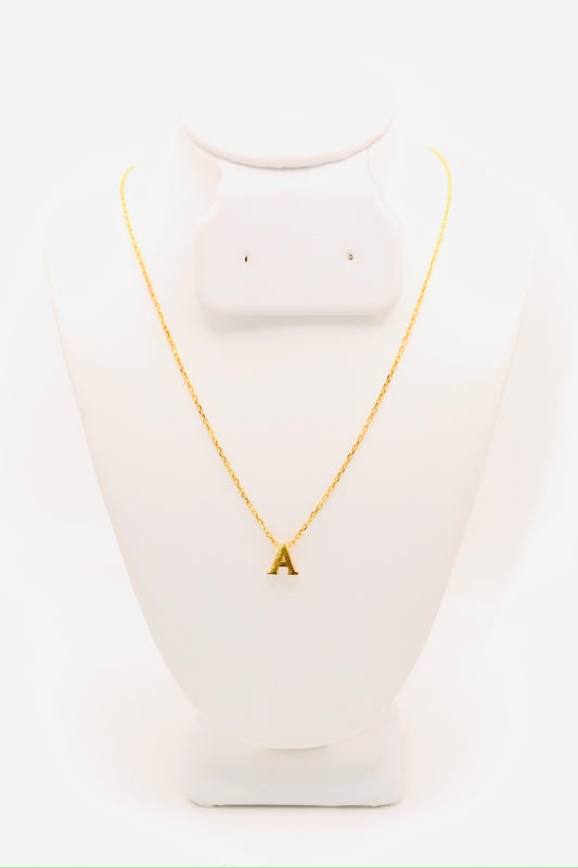 21k Gold Initial A Necklace