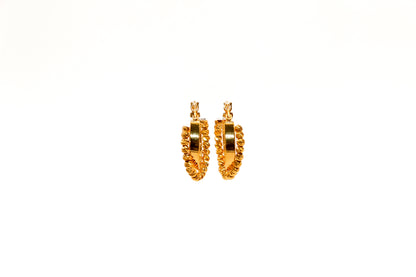 21K Gold Bead Hoop Earrings