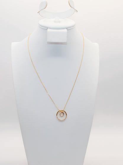 21K Gold Double Circle Necklace