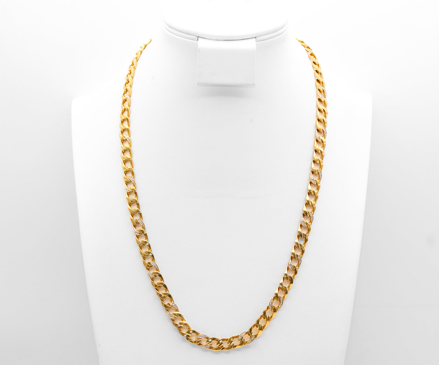 10K Diamond Mens Curb Necklace