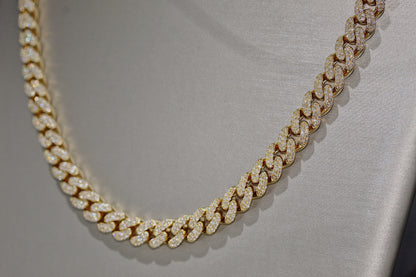 14k Gold 12.10 Carat Diamond Cuban link Mens Necklace