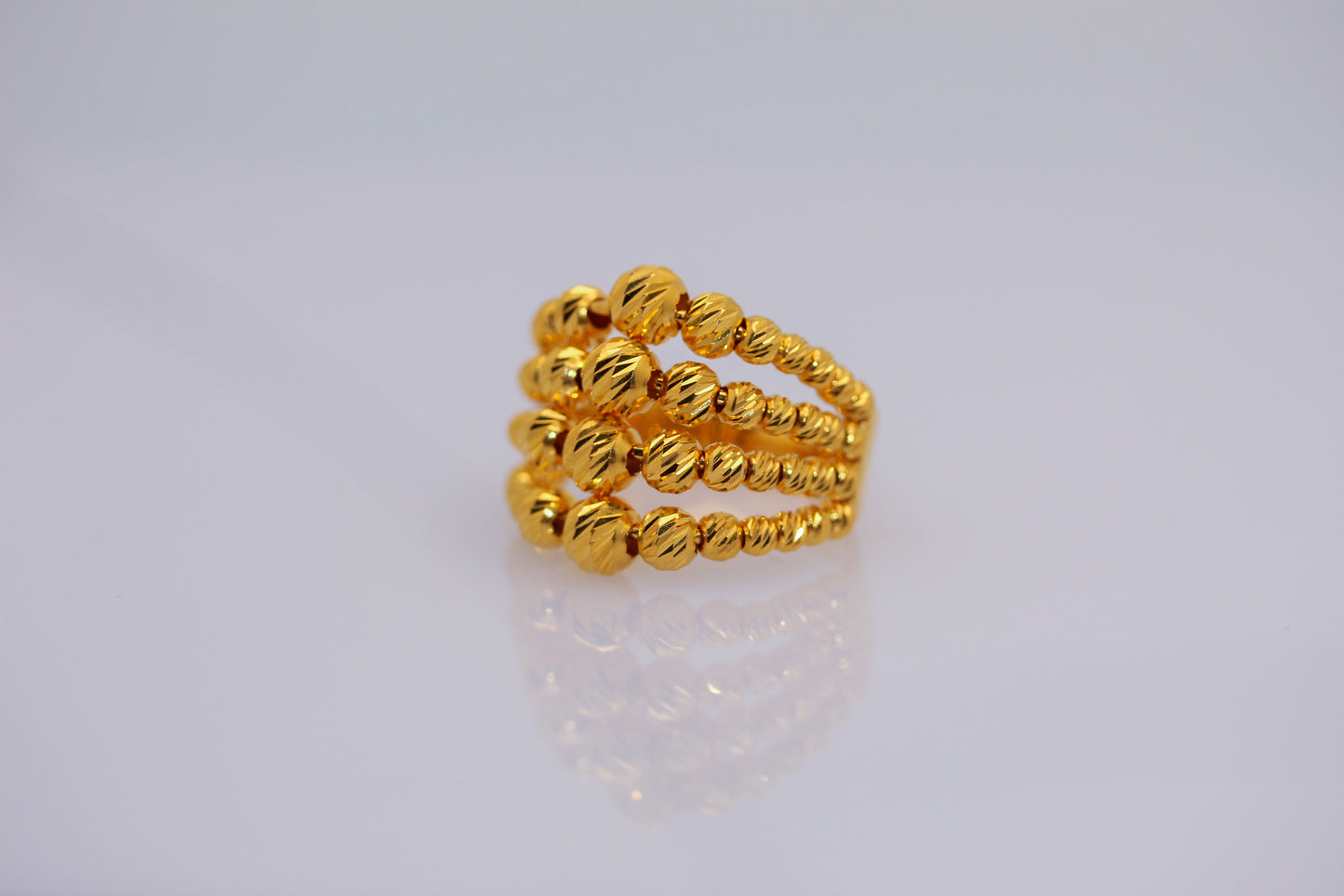 21k Gold 4 Row Beaded Ring