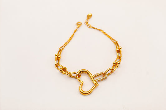 21K Gold Heart Bracelet