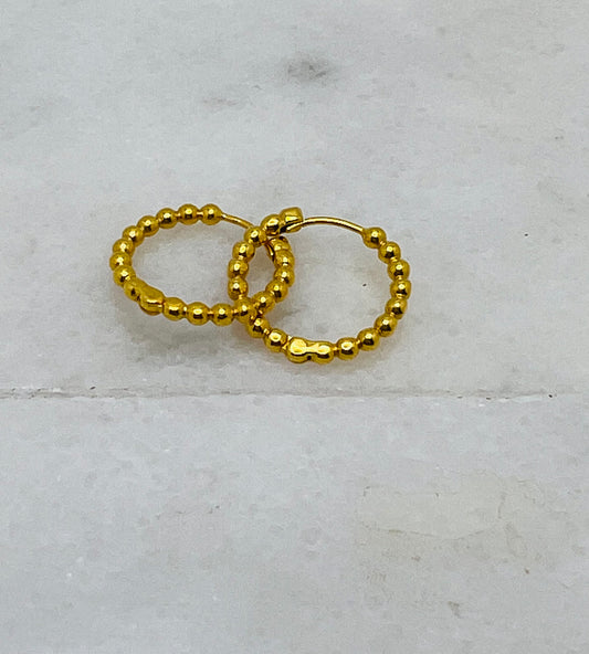 21k Gold Beaded Hoop Earrings