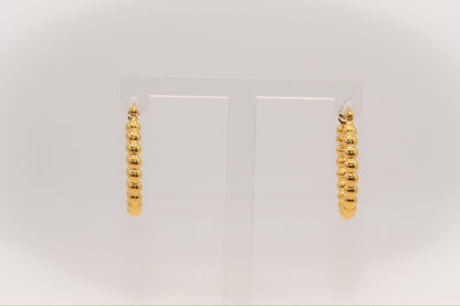 21K Gold Beaded Hoop Earrings