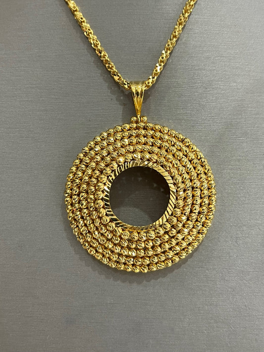 21k Gold Himo Coin Frame Pendant