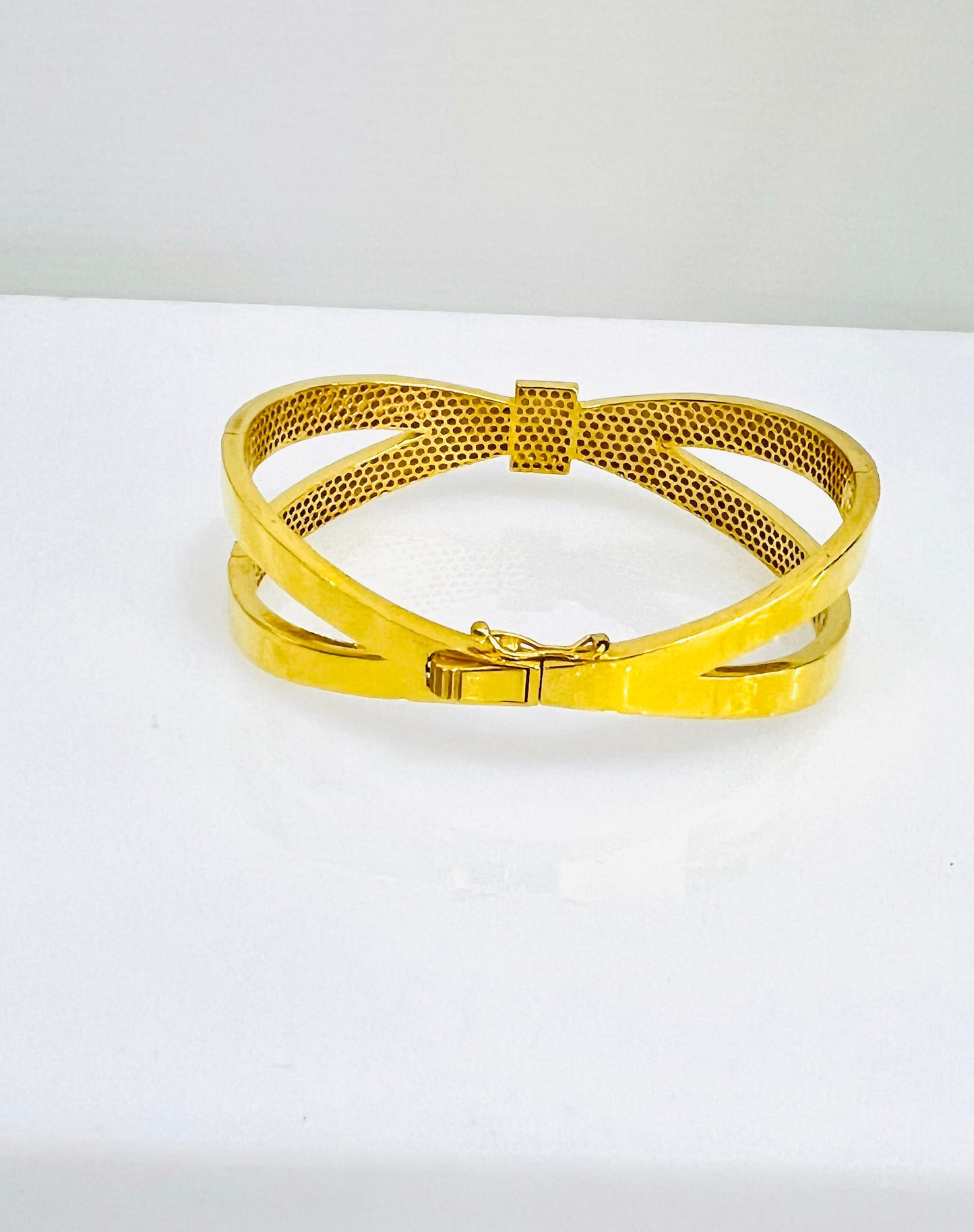 21k Gold X Design Bangle Bracelet
