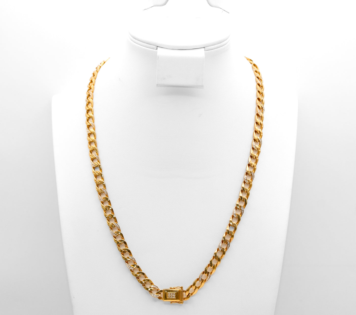 10K Diamond Mens Curb Necklace