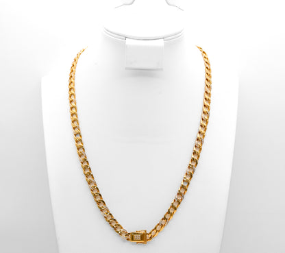10K Diamond Mens Curb Necklace