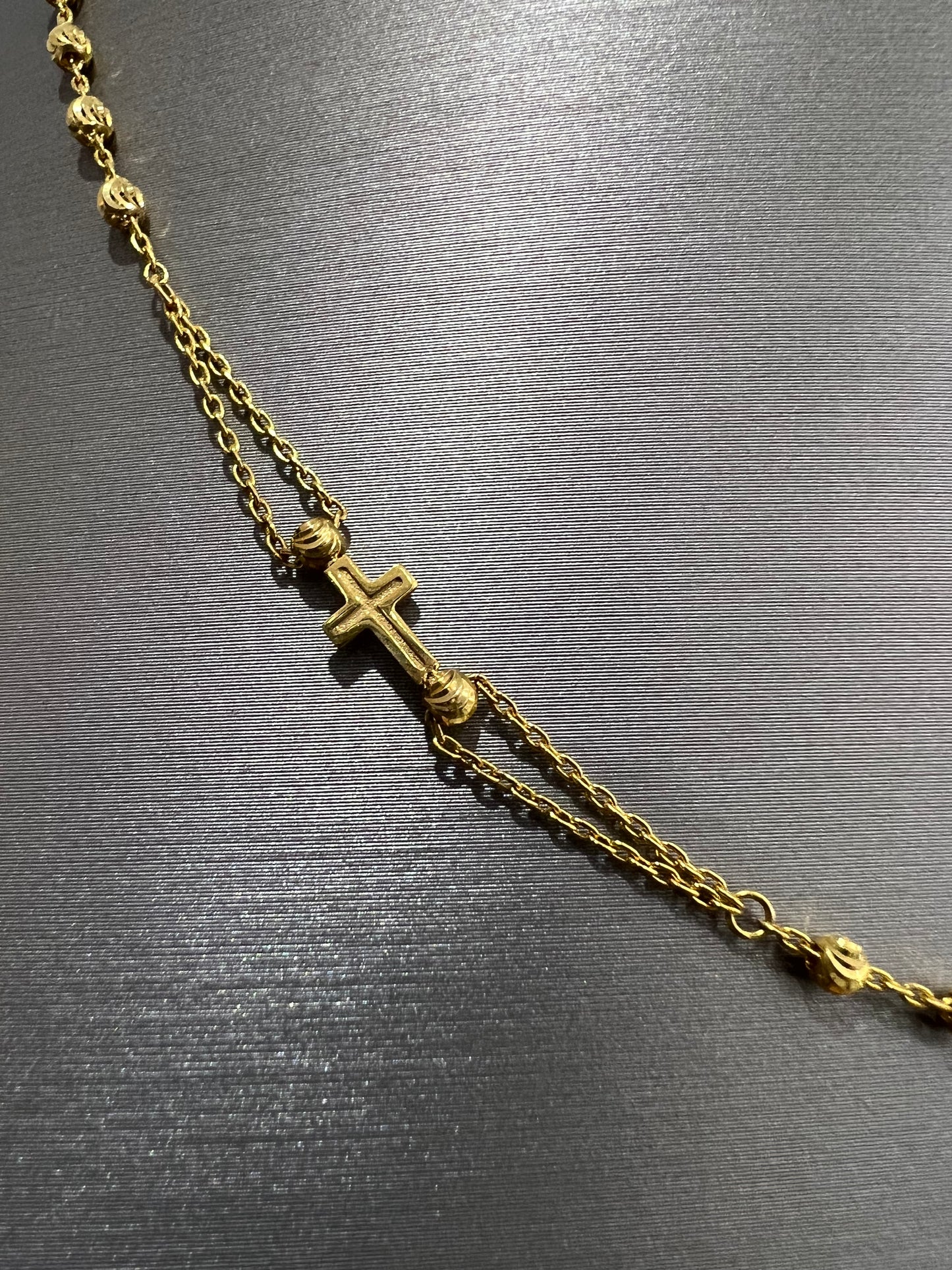 21k Gold Cross And Mother Mary Necklace