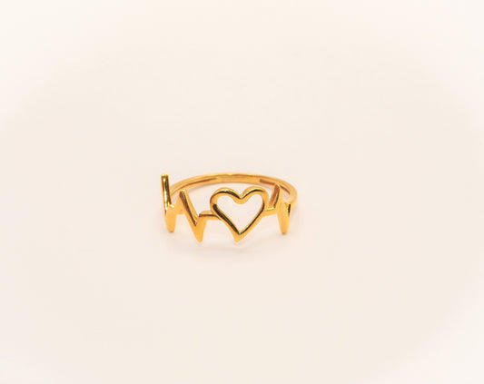 21K Gold Heart Beat Ring