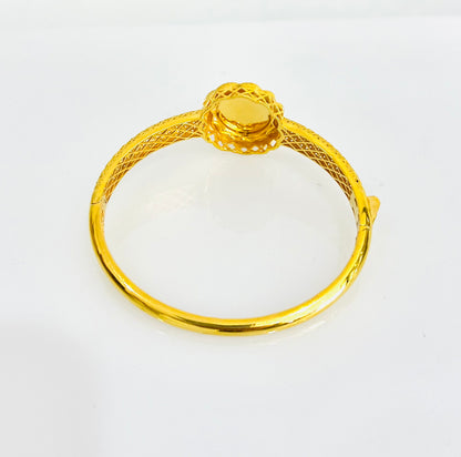 21k Gold Rose Bangle Bracelet