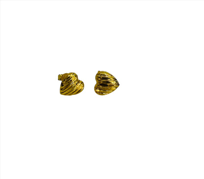 21k Gold Heart Post Earrings