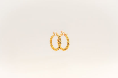 21K Gold Small Beaded Hoop Earrings