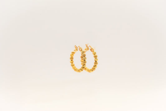 21K Gold Small Beaded Hoop Earrings