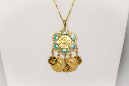 21k Gold English Coin Necklace