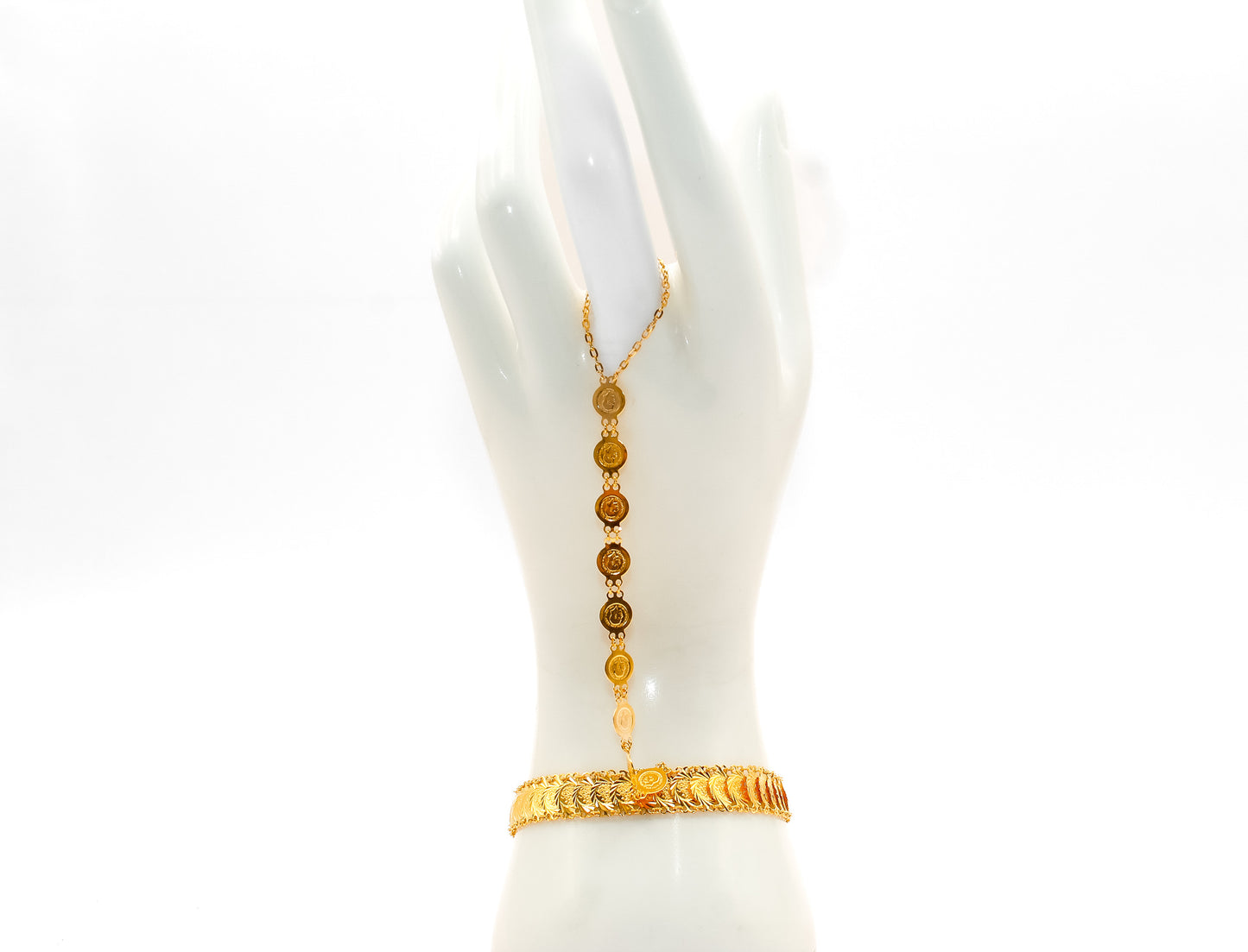 21K Gold Coin Hand Bracelet