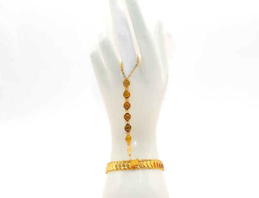 21K Gold Coin Hand Bracelet