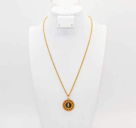 21K Gold Rose Pendant Necklace