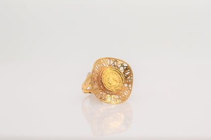 21K Gold Coin Ring