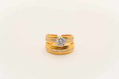 21K Gold Solitaire Wedding Ring Set