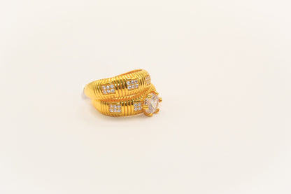 21K Gold Solitaire Wedding Ring Set