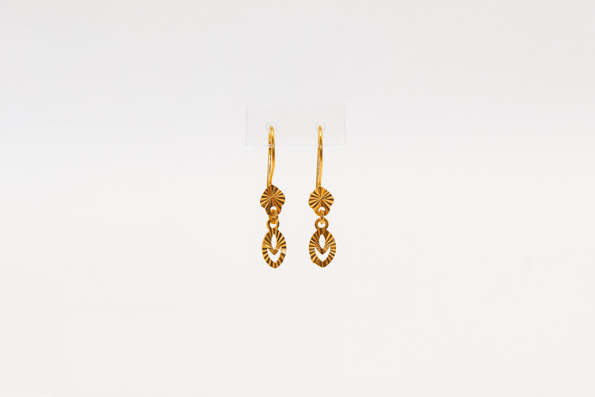 21K Gold kids Mini Oval Dangle Earrings