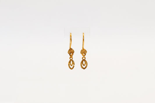 21K Gold Kids Mini Oval Dangle Earrings, 1.4 g