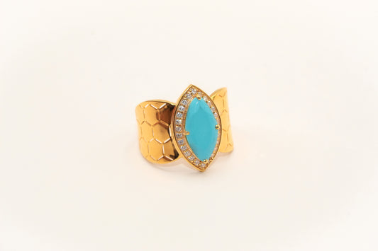 21K Gold Turquoise Studded Ring