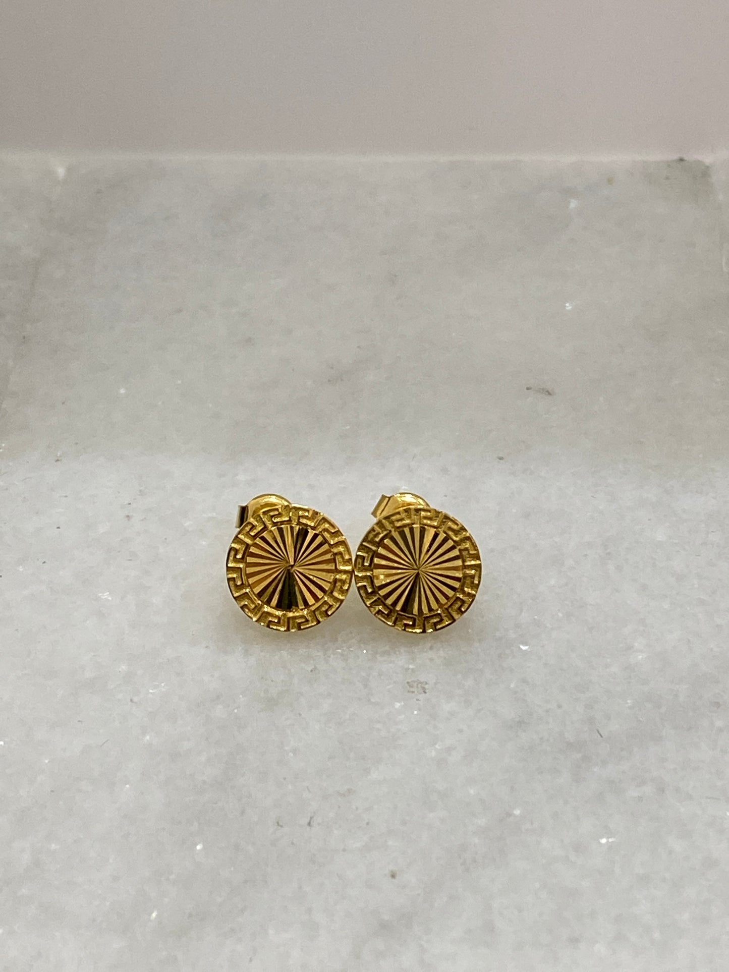 21k Gold Round Post Earrings