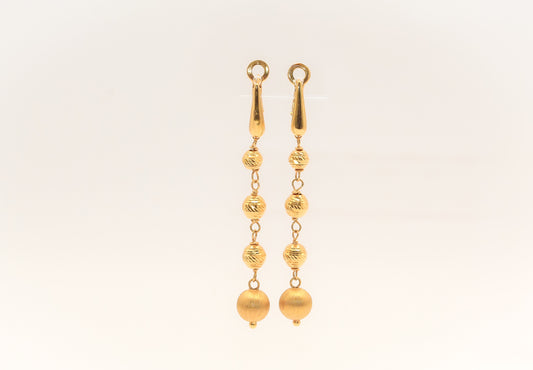 21K Gold Beaded Dangle Earrings