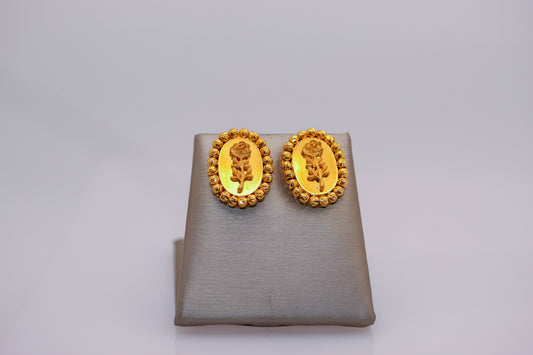 21k Gold Himo Rose Earrings