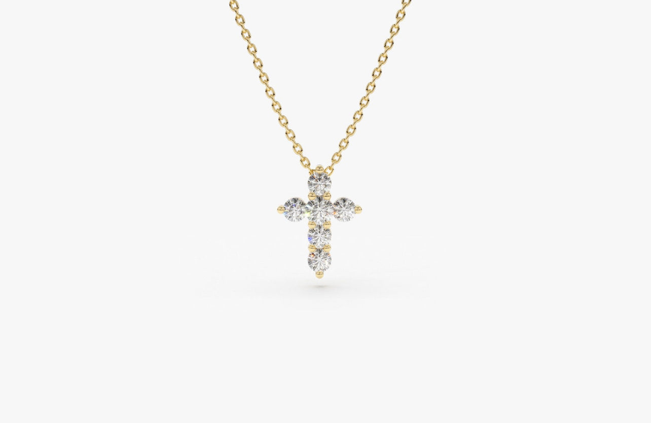 14k Gold .12 Carat Diamond Cross Necklace