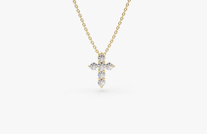 14k Gold .12 Carat Diamond Cross Necklace