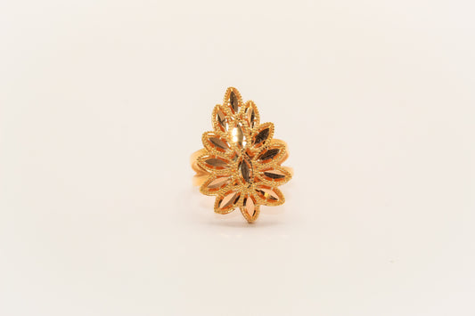 21K Gold Pear Leaf Ring