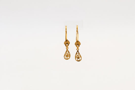 21K Gold Kids Mini Tear Drop Dangle Earrings, 1.4 g
