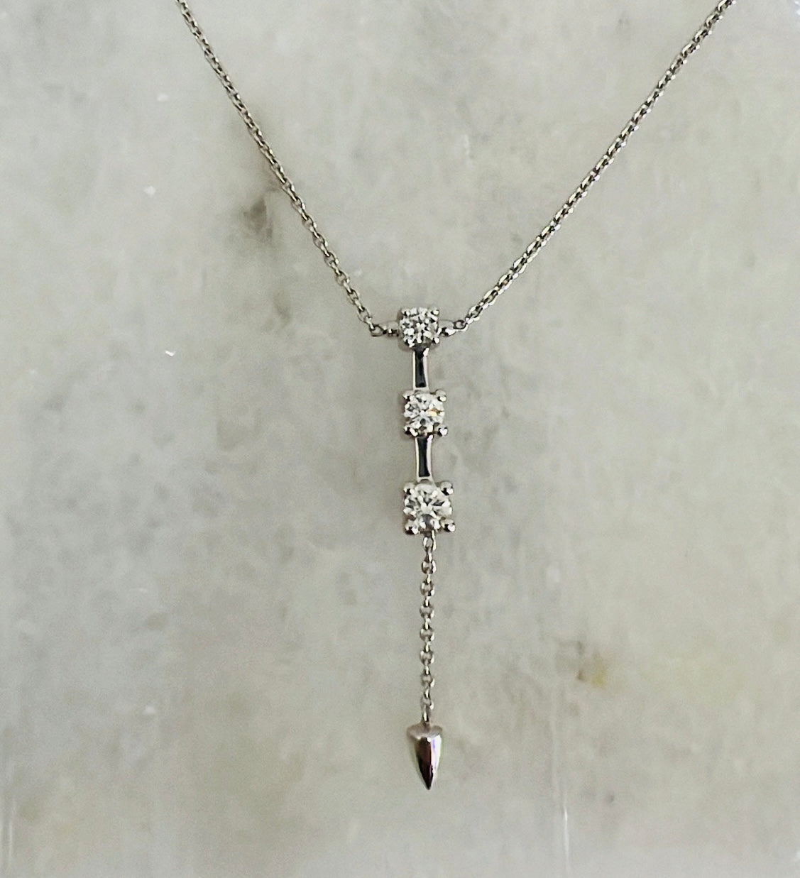 18k 3 Stone Diamond Necklace