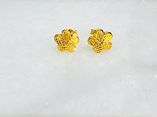 21k Gold Flower Screw Back Earrings