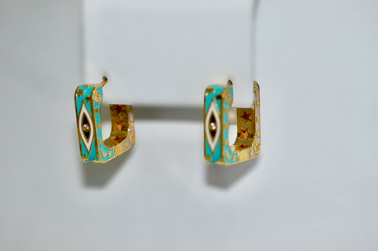 21k Gold Evil Eye Enamel Earrings