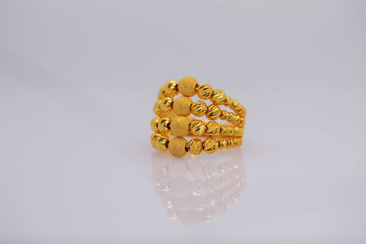 21k Gold 4 Row Beaded Ring