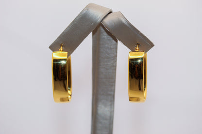 21k Gold wide Oval Hoop Earrings