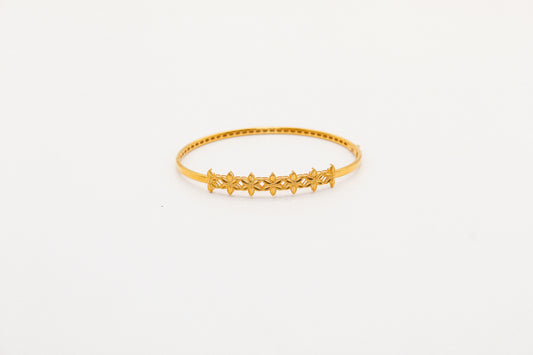 21K Gold Simple Flower Bangle Bracelet