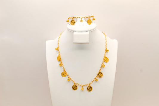 21K Gold Coin Charm Set