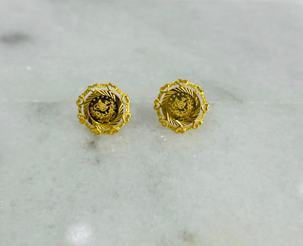21k Gold Small Coin Post Earrings