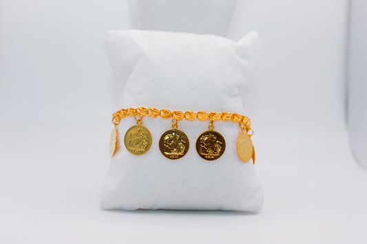 21k Gold Coin Charm Bracelet