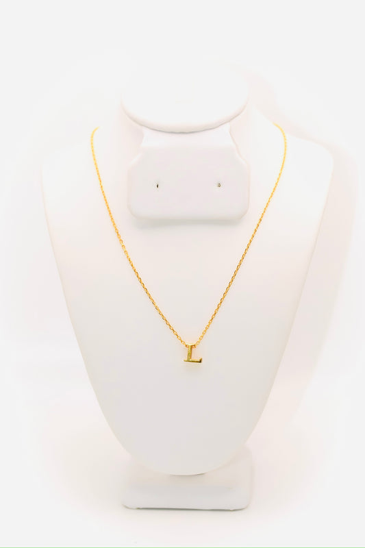 21k Gold Initial L Necklace