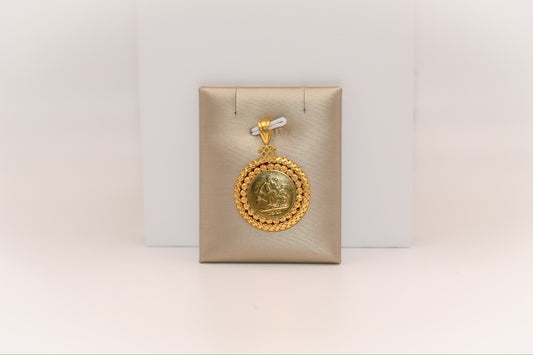 21k Gold English Coin Himo Pendant