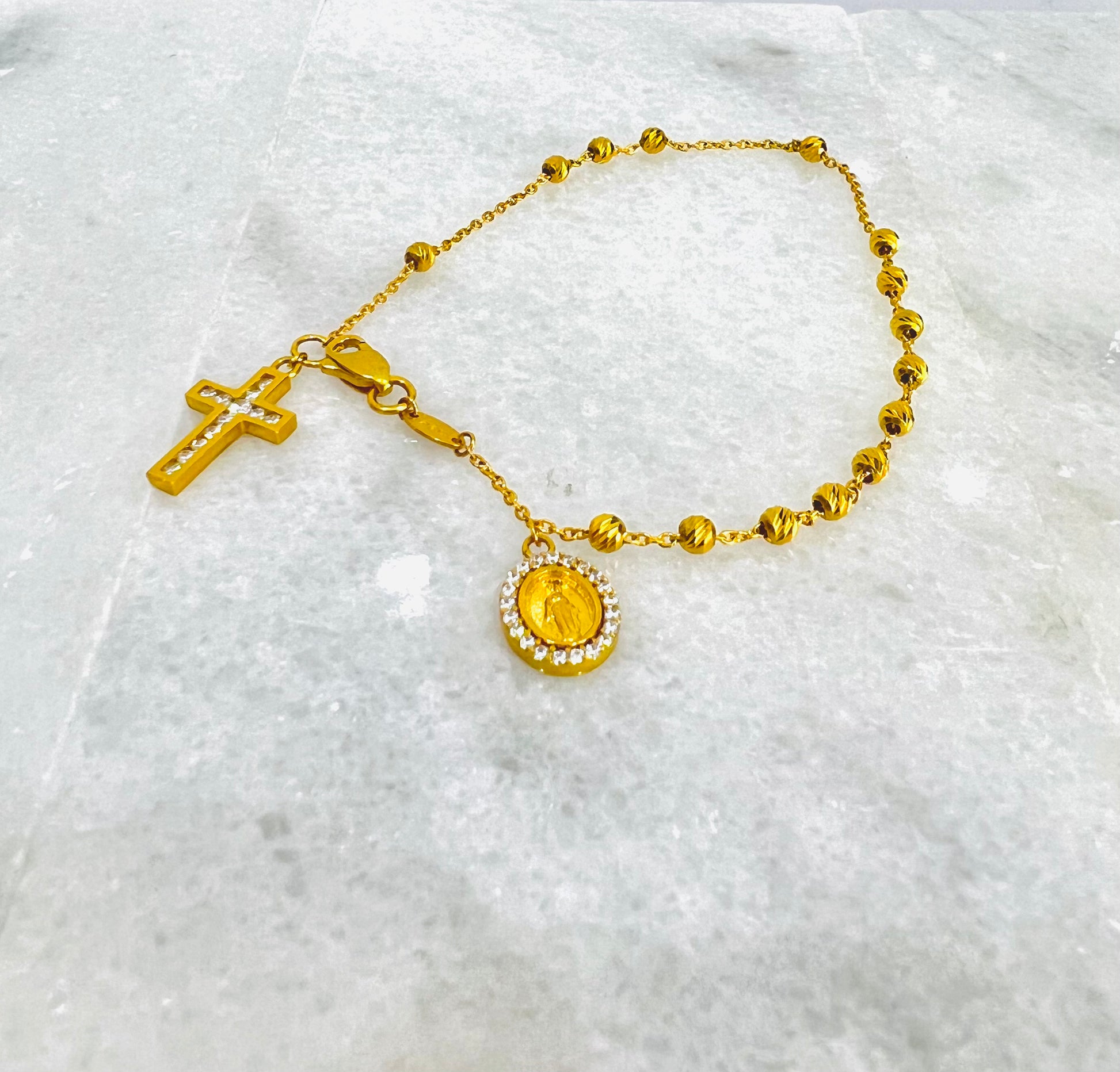 21K Gold Rosary Bracelet – Almaza J - Main Image