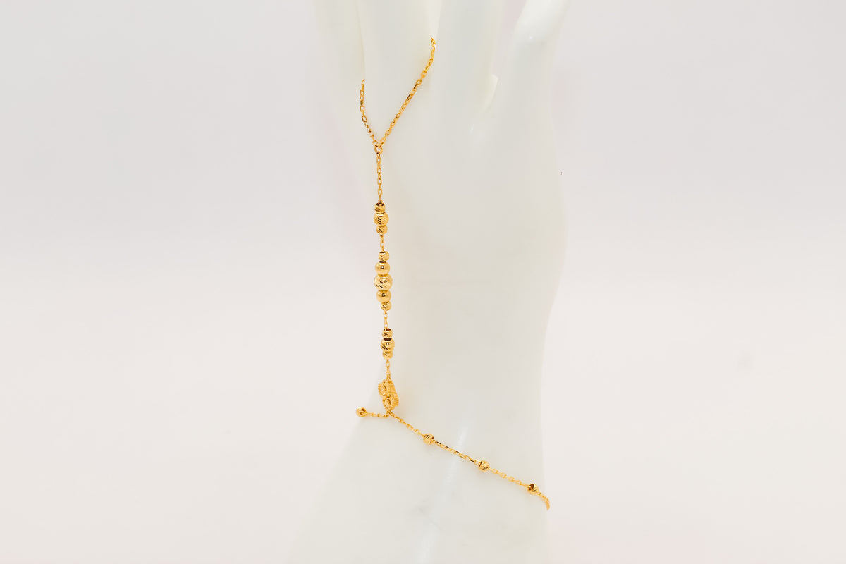 21k Gold Beaded hand bracelet